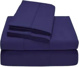 100% Pima Cotton 1200 TC 4-Piece Top Split Head California King Sheets for Adjustable Beds, Designed for Sleep Number Beds- 32'' Split from The Top, 15" Deep Pocket Fit - Navy Blue