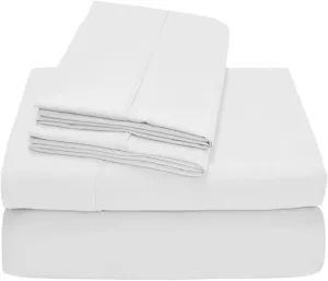 100% Pima Cotton Real 1500 TC 4-Piece Top Split Head Queen Sheets for Adjustable Beds, Designed for Sleep Number Beds- 28'' Split from The Top, 15" Deep Pocket Fit - White