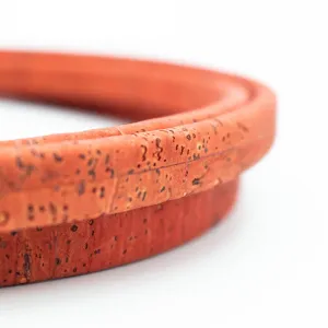 10x5mm orange red color Licorice Cork Cord Leather Portuguese cork COR-348