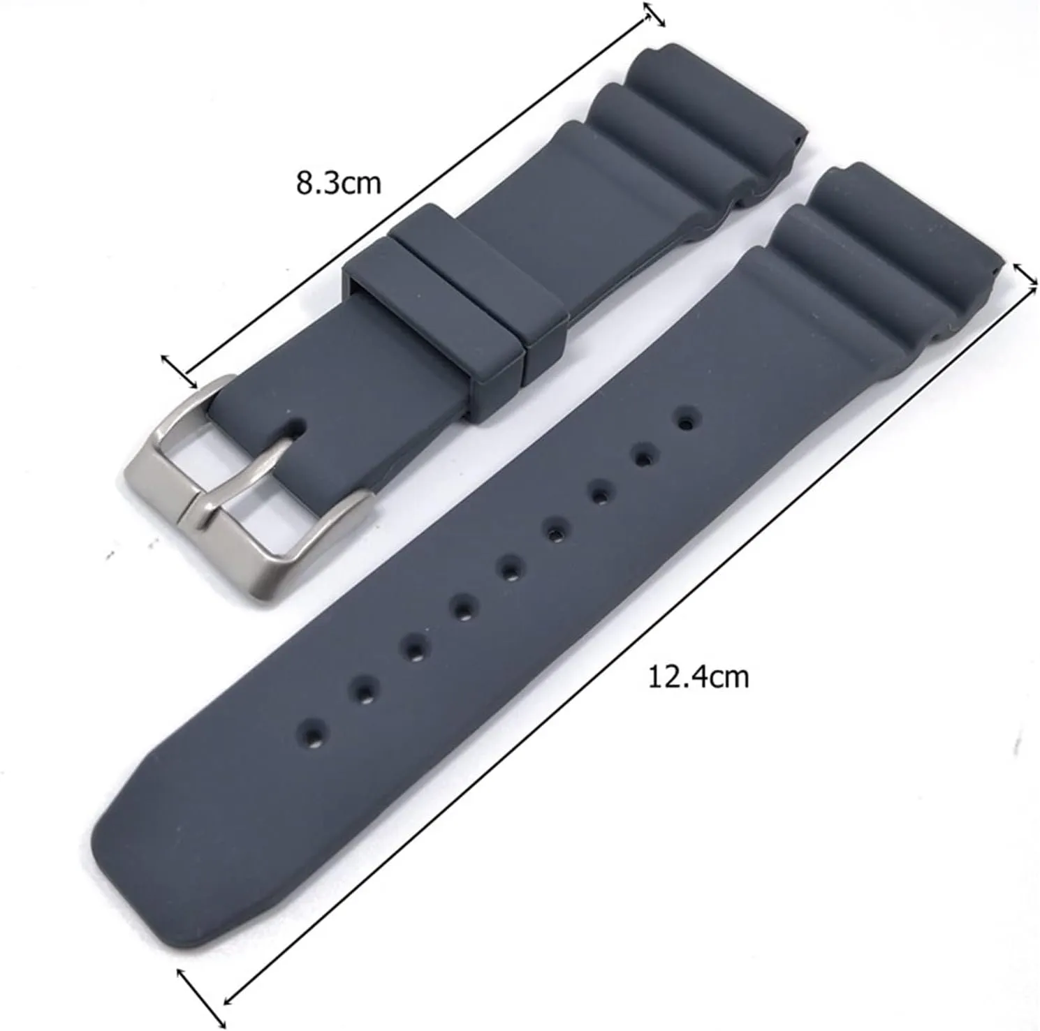 22mm Diving Watchband Rubber Bracelet Band Strap Waterproof Women Men Replacement Black Buckle Watch Accessories