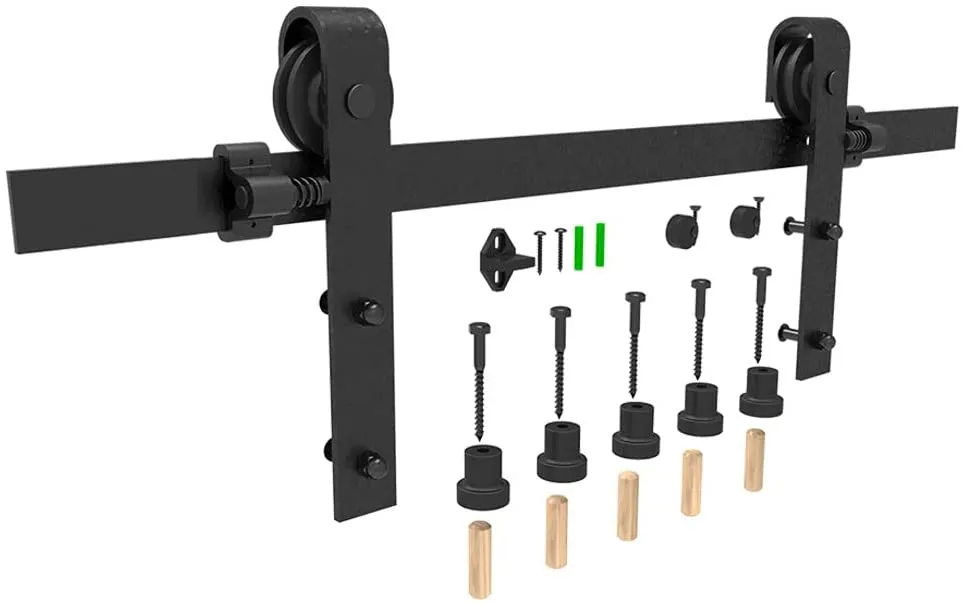 6.6FT/200cm Sliding Barn Door Hardware Kit for SingleDoor CCJH Flat-Shaped