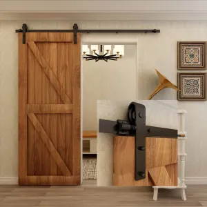 6.6FT/200cm Sliding Barn Door Hardware Kit for SingleDoor CCJH Flat-Shaped