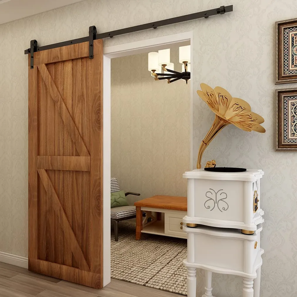 6.6FT/200cm Sliding Barn Door Hardware Kit for SingleDoor CCJH Flat-Shaped