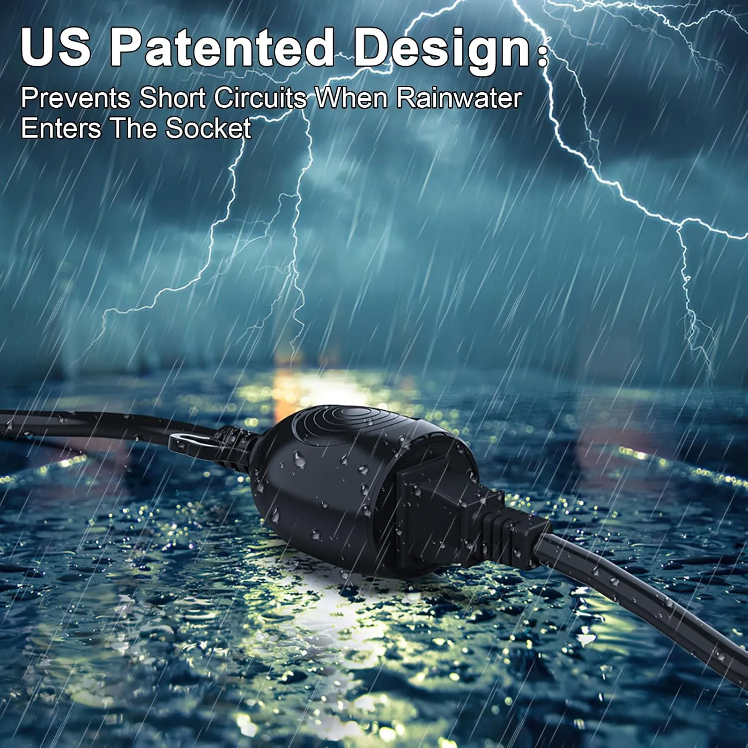 6FT Waterproof Outdoor Extension Cord,IPX6 Waterproof,Cold Weather & Fireproof,Heavy Duty 3 Prong Cable,18AWG 125V 10A,FCC/ETL Certified
