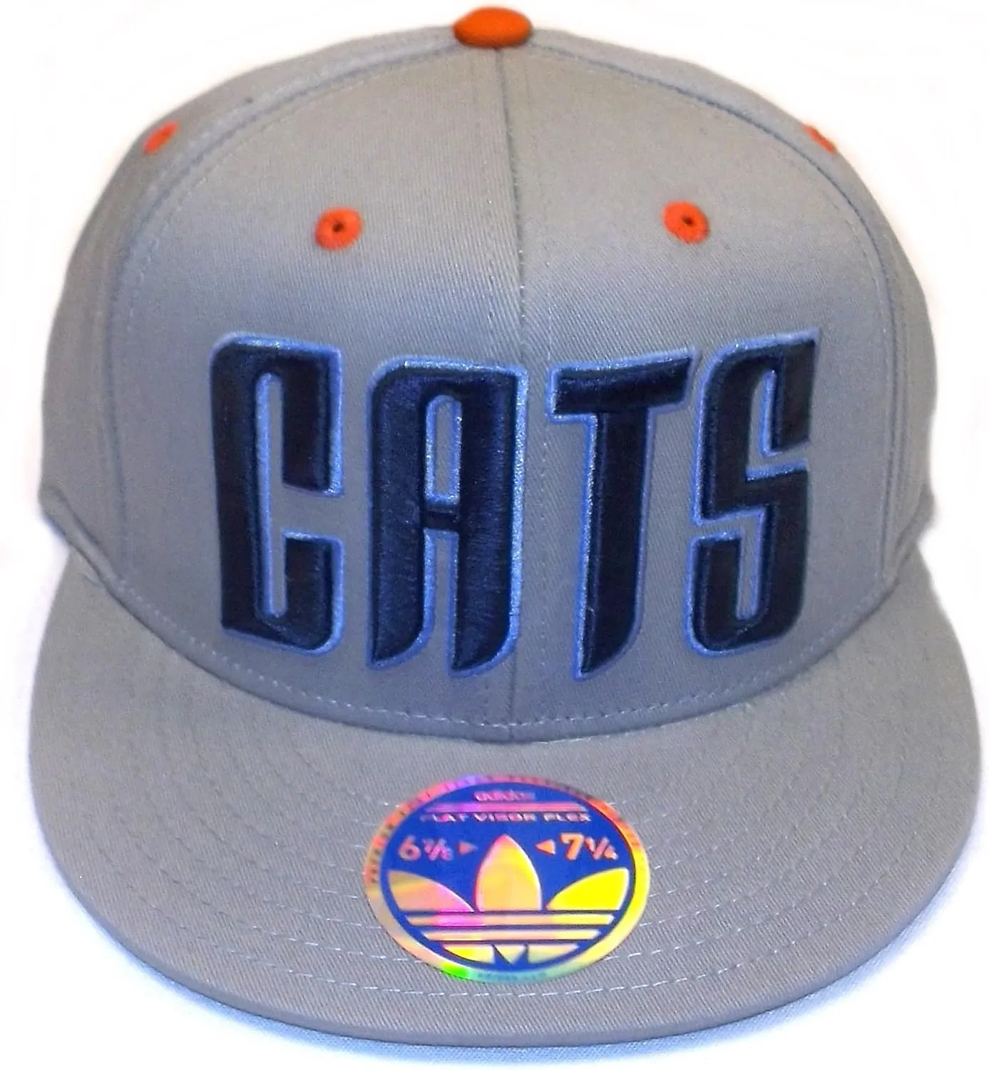 adidas Charlotte Bobcats Flat Bill Flex Fit Hat - S/M - TZX09 Gray