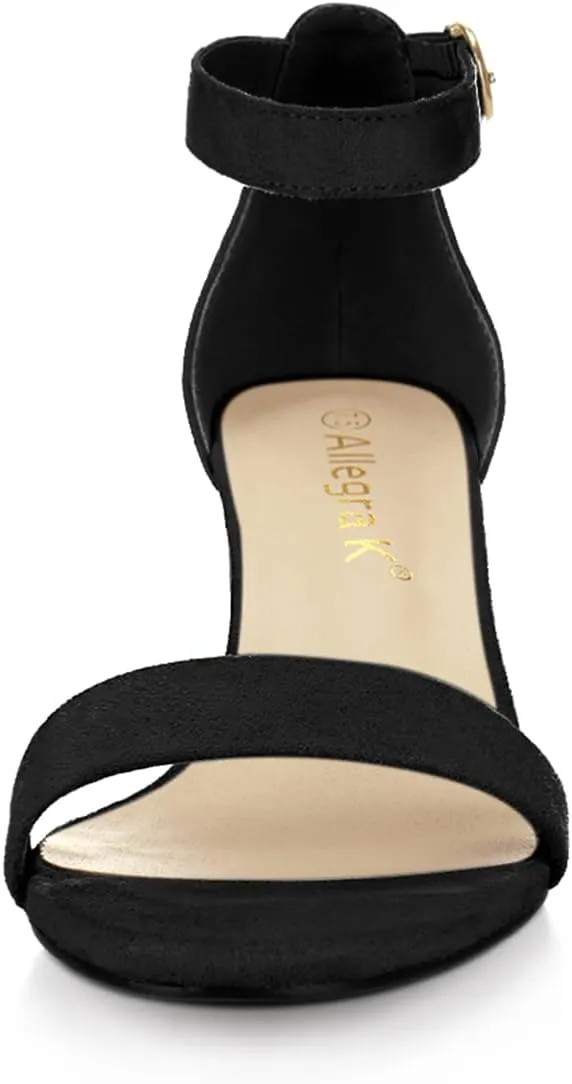 Allegra K Women's Open Toe Block Heel Ankle Strap Sandals