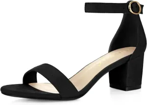 Allegra K Women's Open Toe Block Heel Ankle Strap Sandals