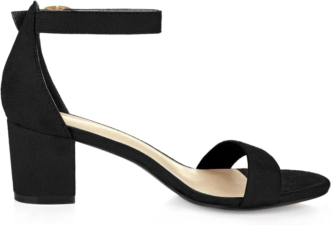 Allegra K Women's Open Toe Block Heel Ankle Strap Sandals