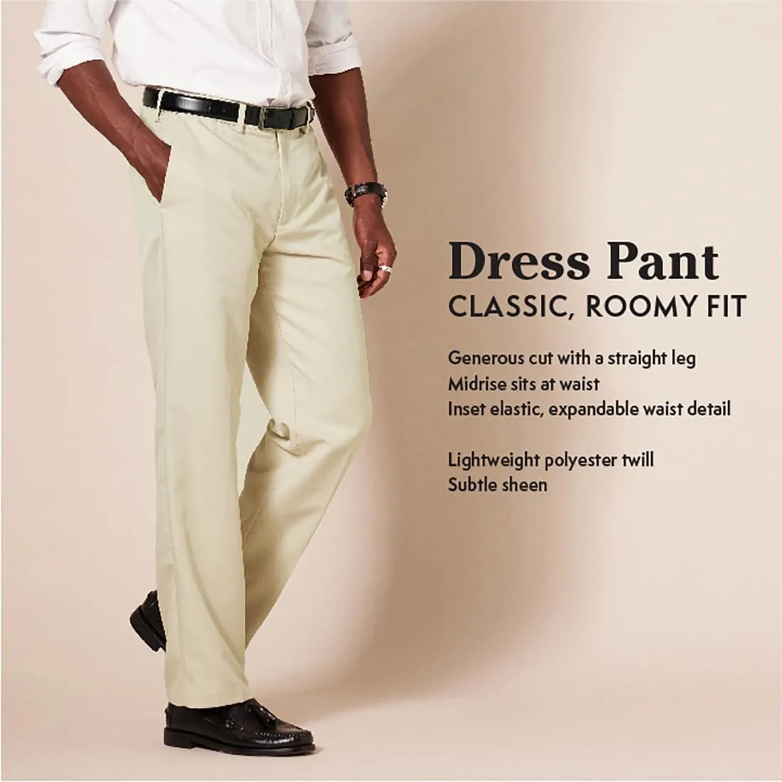 Amazon Essentials Men's Classic-Fit Expandable-Waist Flat-Front Dress Pant