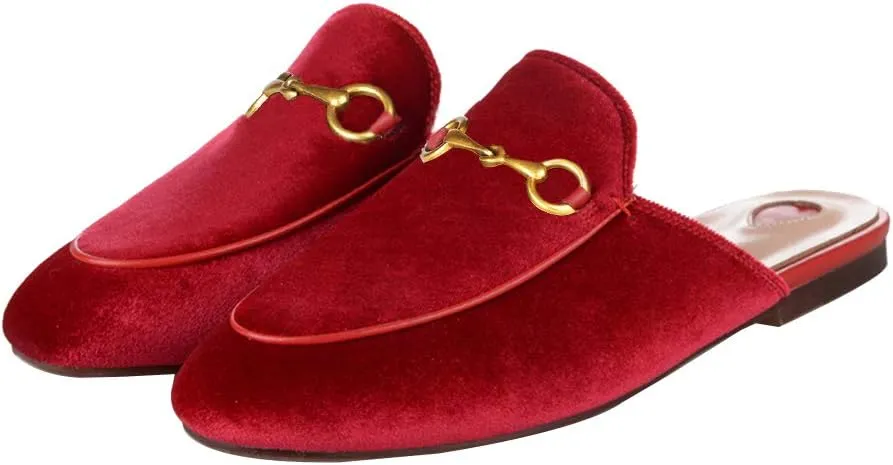 Arqa Mules for Women Almond Toe Leather Flats Slip-on Comfort Backless Loafers Buckle Mule Shoes