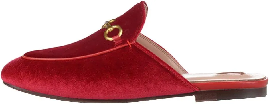 Arqa Mules for Women Almond Toe Leather Flats Slip-on Comfort Backless Loafers Buckle Mule Shoes