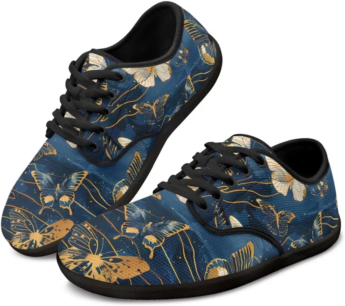 Artistic Marble Print Women's Barefoot Shoes Men Comfort Lace Up Walking Flat Low Tops Work Office Easy Quick Fit