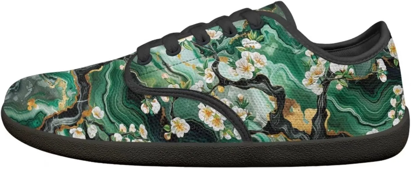 Artistic Marble Print Women's Barefoot Shoes Men Comfort Lace Up Walking Flat Low Tops Work Office Easy Quick Fit