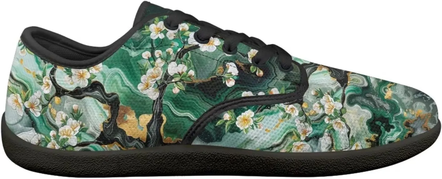 Artistic Marble Print Women's Barefoot Shoes Men Comfort Lace Up Walking Flat Low Tops Work Office Easy Quick Fit