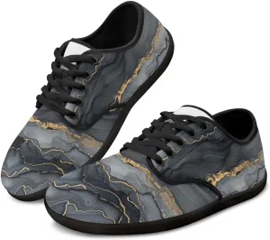 Artistic Marble Print Women's Barefoot Shoes Men Comfort Lace Up Walking Flat Low Tops Work Office Easy Quick Fit