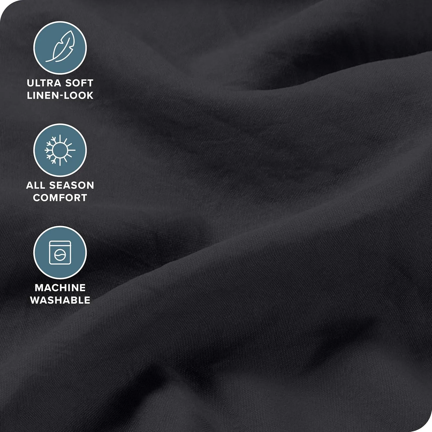 Bare Home Full Sheet Set - Luxury 1800 Ultra-Soft Stonewashed Microfiber - Double Brushed - Deep Pockets - Easy Fit - Breathable Bedding - Sheet Sets & Pillowcases (Full, Black)