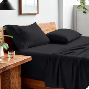 Bare Home Full Sheet Set - Luxury 1800 Ultra-Soft Stonewashed Microfiber - Double Brushed - Deep Pockets - Easy Fit - Breathable Bedding - Sheet Sets & Pillowcases (Full, Black)