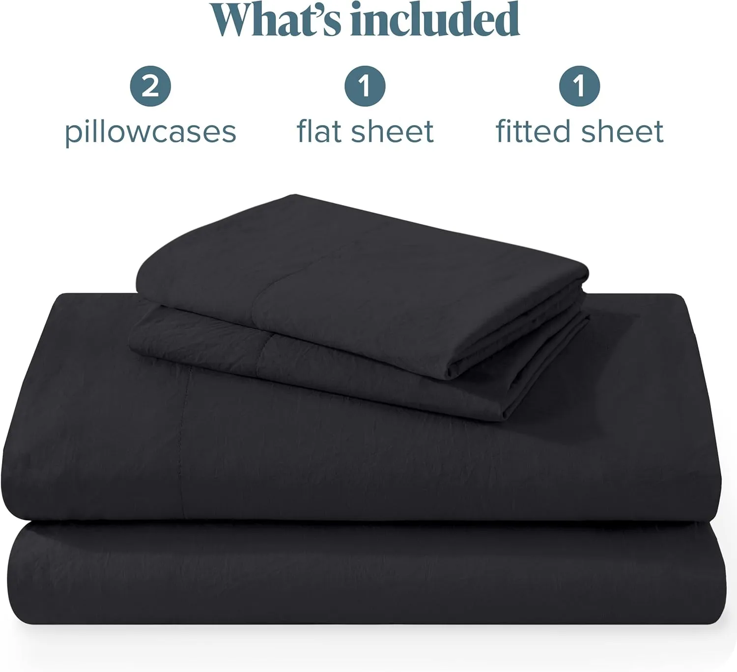 Bare Home Full Sheet Set - Luxury 1800 Ultra-Soft Stonewashed Microfiber - Double Brushed - Deep Pockets - Easy Fit - Breathable Bedding - Sheet Sets & Pillowcases (Full, Black)
