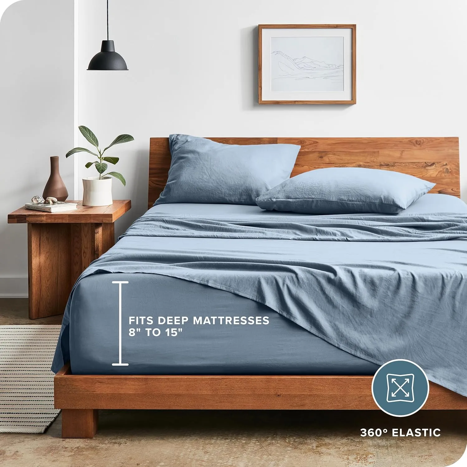 Bare Home Full Sheet Set - Luxury 1800 Ultra-Soft Stonewashed Microfiber - Double Brushed - Deep Pockets - Easy Fit - Breathable Bedding - Sheet Sets & Pillowcases (Full, Dusty Blue)
