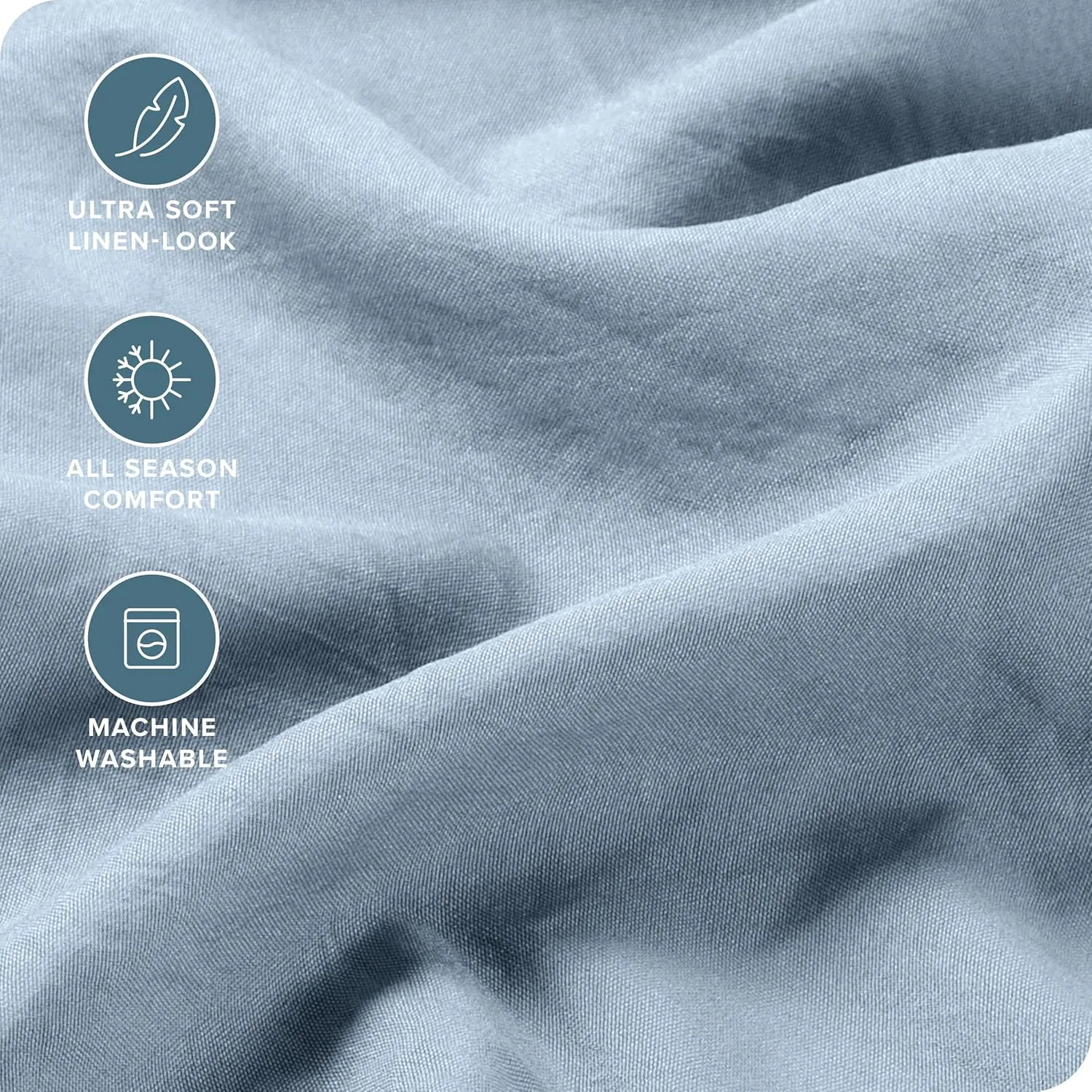 Bare Home Full Sheet Set - Luxury 1800 Ultra-Soft Stonewashed Microfiber - Double Brushed - Deep Pockets - Easy Fit - Breathable Bedding - Sheet Sets & Pillowcases (Full, Dusty Blue)