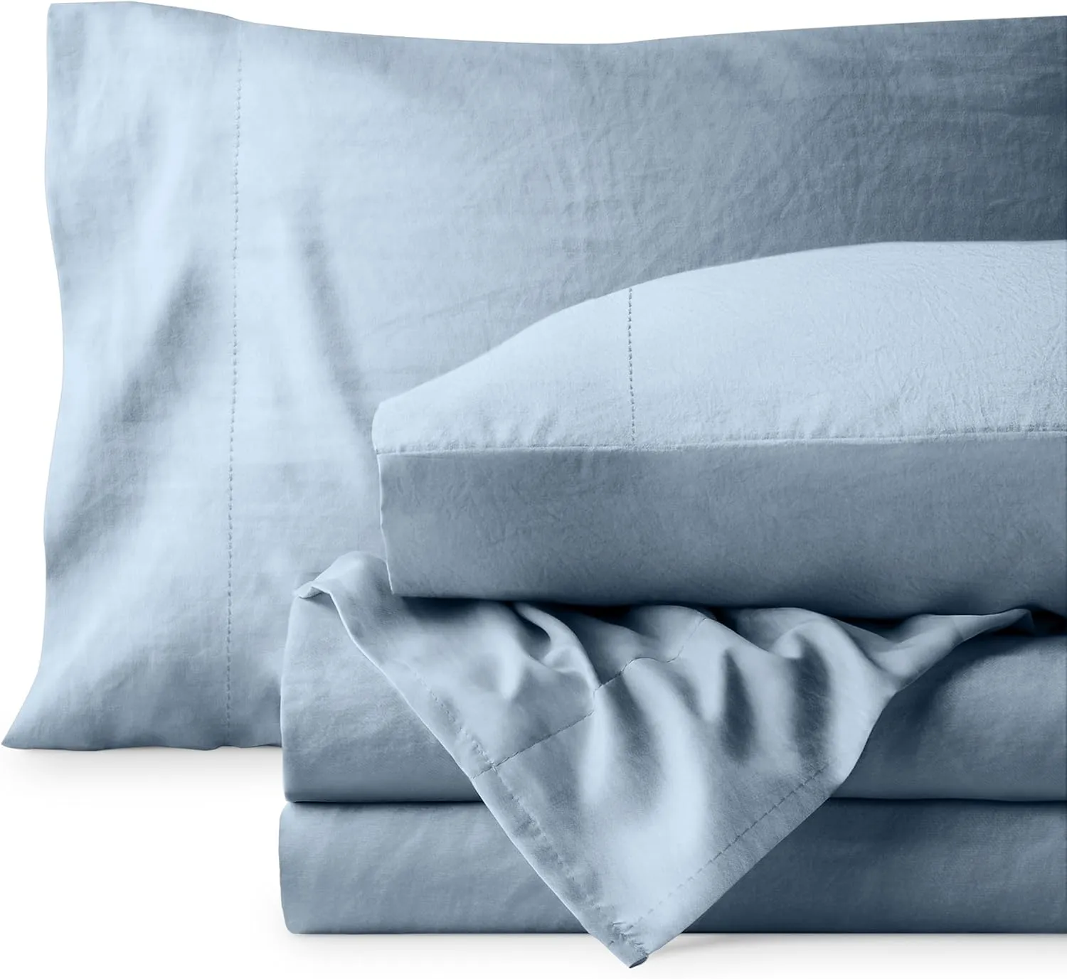 Bare Home Full Sheet Set - Luxury 1800 Ultra-Soft Stonewashed Microfiber - Double Brushed - Deep Pockets - Easy Fit - Breathable Bedding - Sheet Sets & Pillowcases (Full, Dusty Blue)