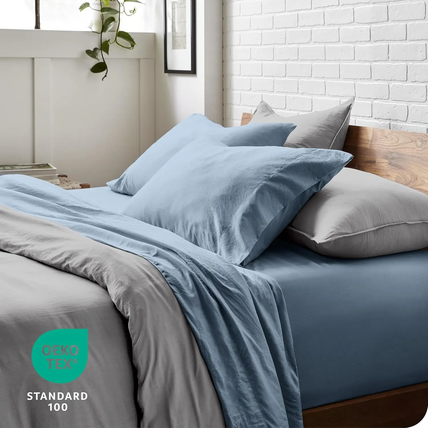 Bare Home Full Sheet Set - Luxury 1800 Ultra-Soft Stonewashed Microfiber - Double Brushed - Deep Pockets - Easy Fit - Breathable Bedding - Sheet Sets & Pillowcases (Full, Dusty Blue)