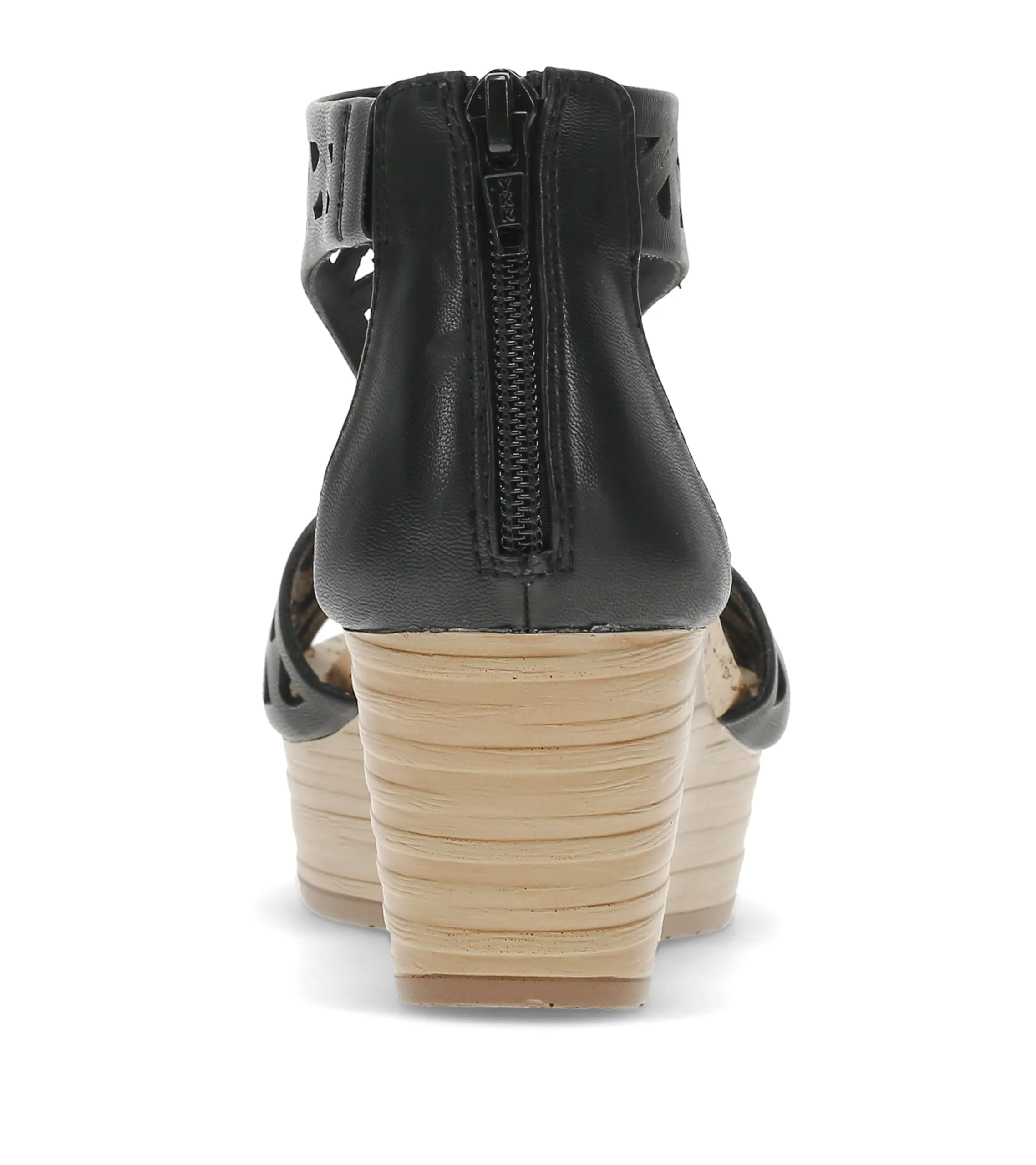 BareTraps Womens Miriam Open Toe Zip-up Wedge Sandals Black 9.5 Medium (B,M)