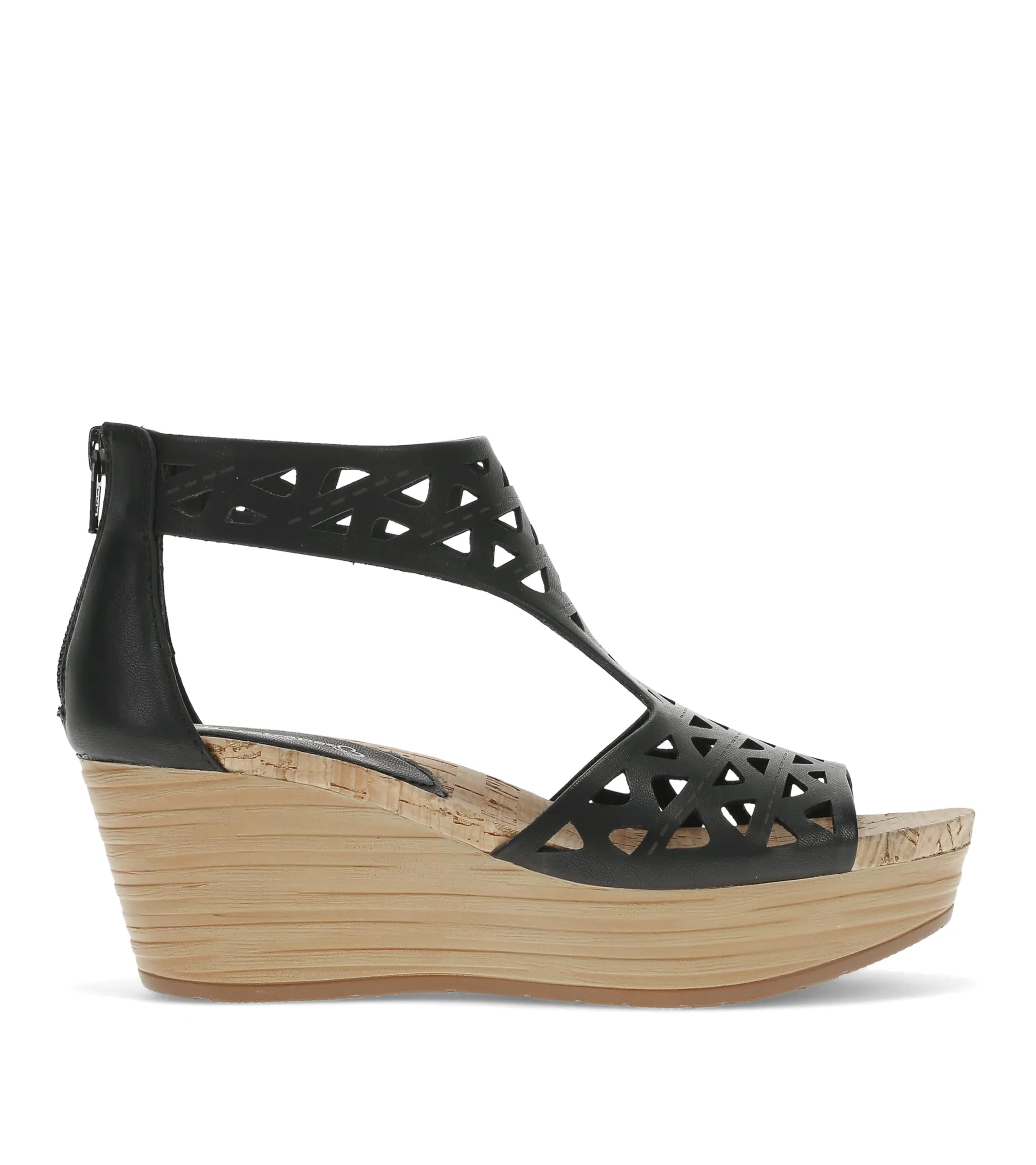 BareTraps Womens Miriam Open Toe Zip-up Wedge Sandals Black 9.5 Medium (B,M)