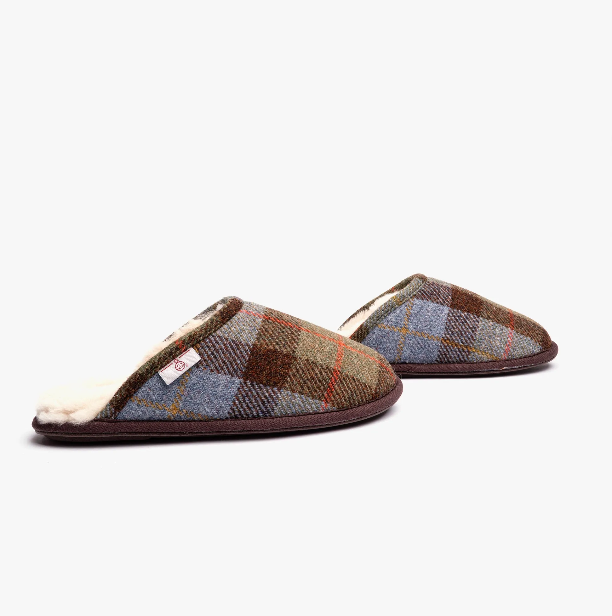 Bedroom Athletics WILLIAM Mens Mule Slippers Chocolate/Green Check