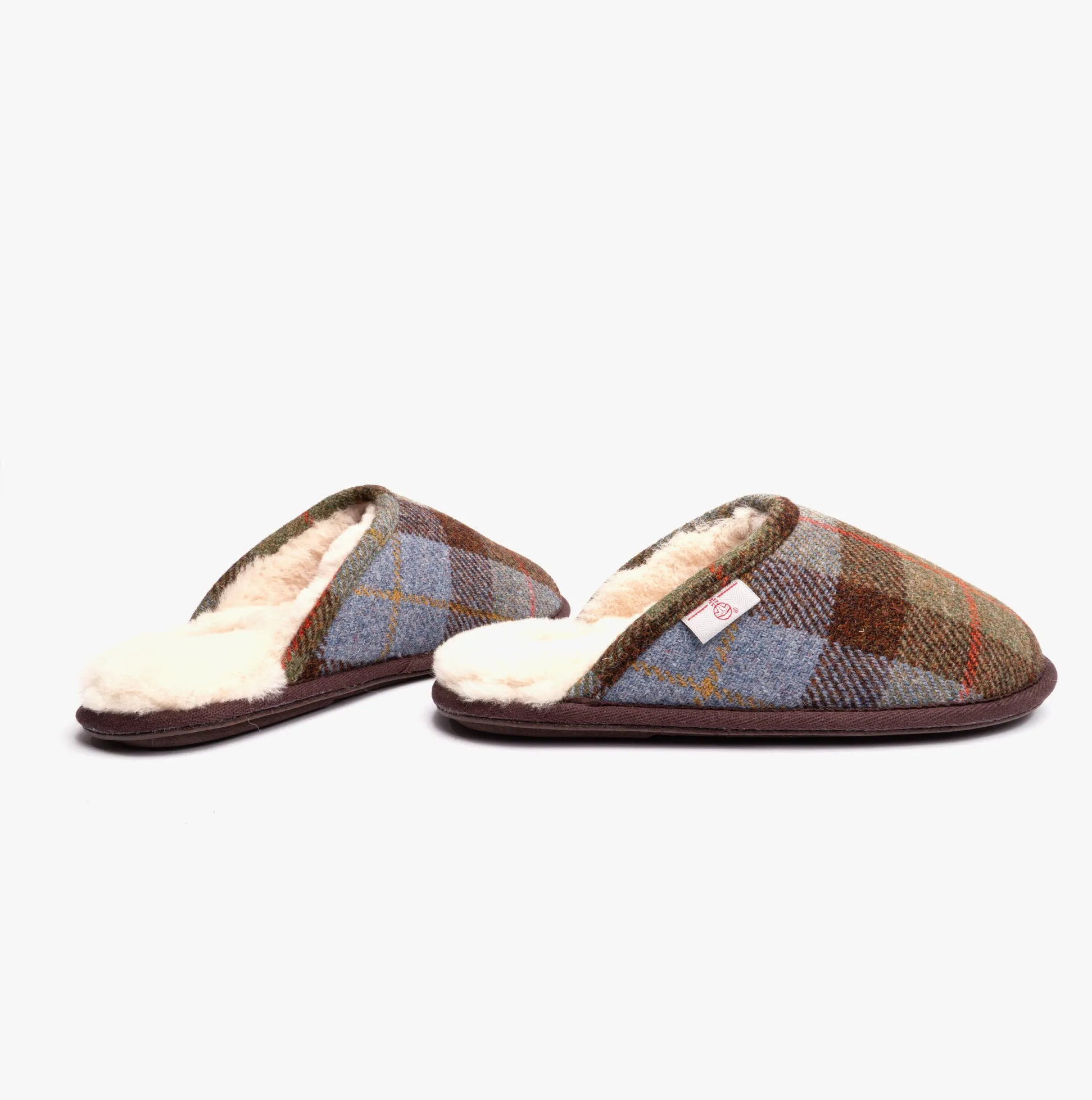 Bedroom Athletics WILLIAM Mens Mule Slippers Chocolate/Green Check