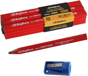 Big Horn 19850 Carpenter's Pencil Sharpener & 7" long x 9/16" Wide Pencil Kit