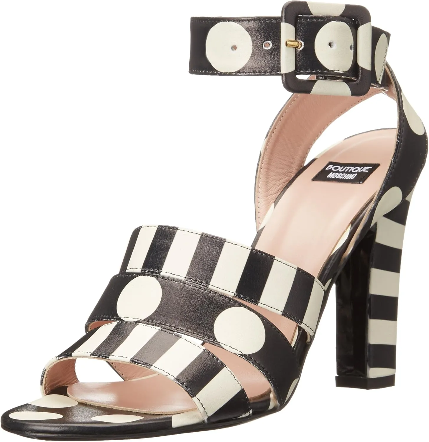 Boutique Moschino Women's Stripes and Polka Dots Dress Sandal
