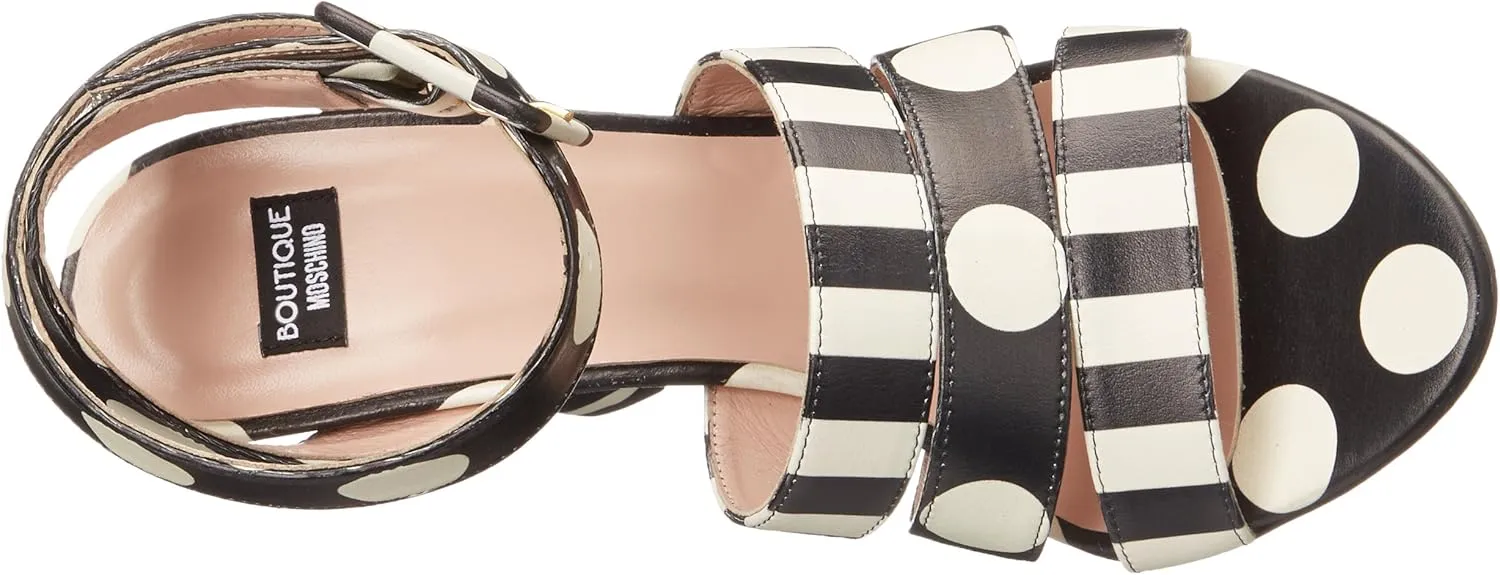 Boutique Moschino Women's Stripes and Polka Dots Dress Sandal