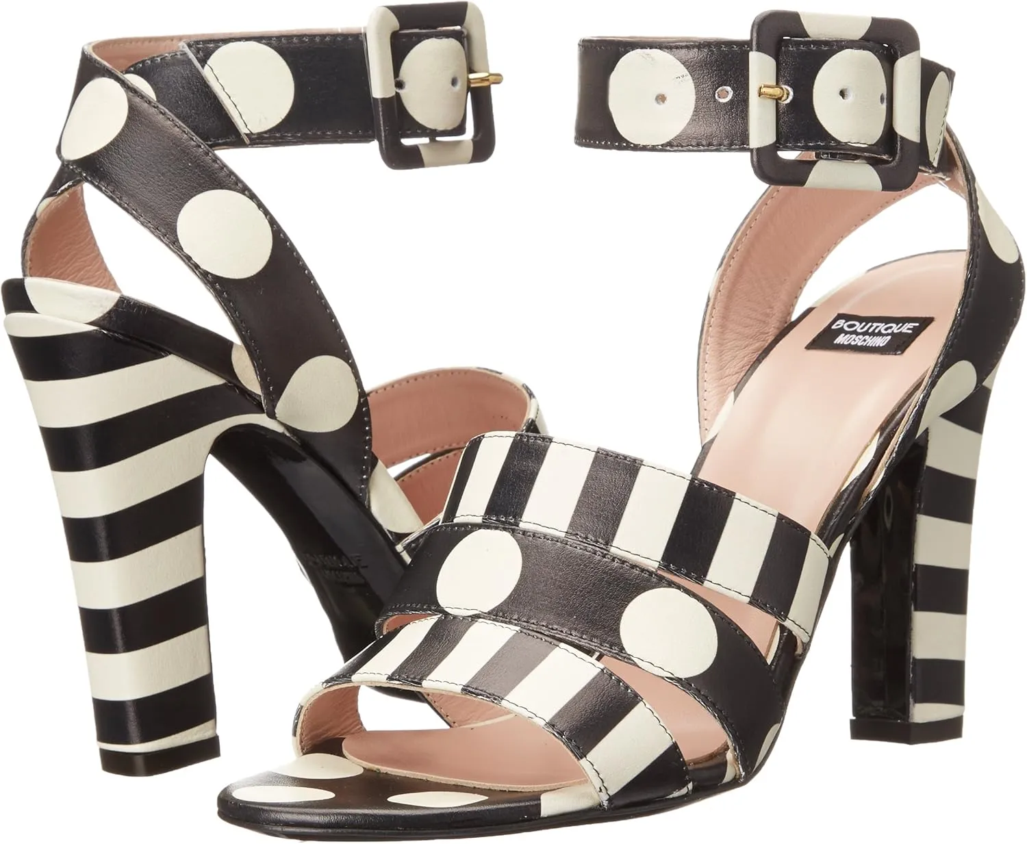 Boutique Moschino Women's Stripes and Polka Dots Dress Sandal