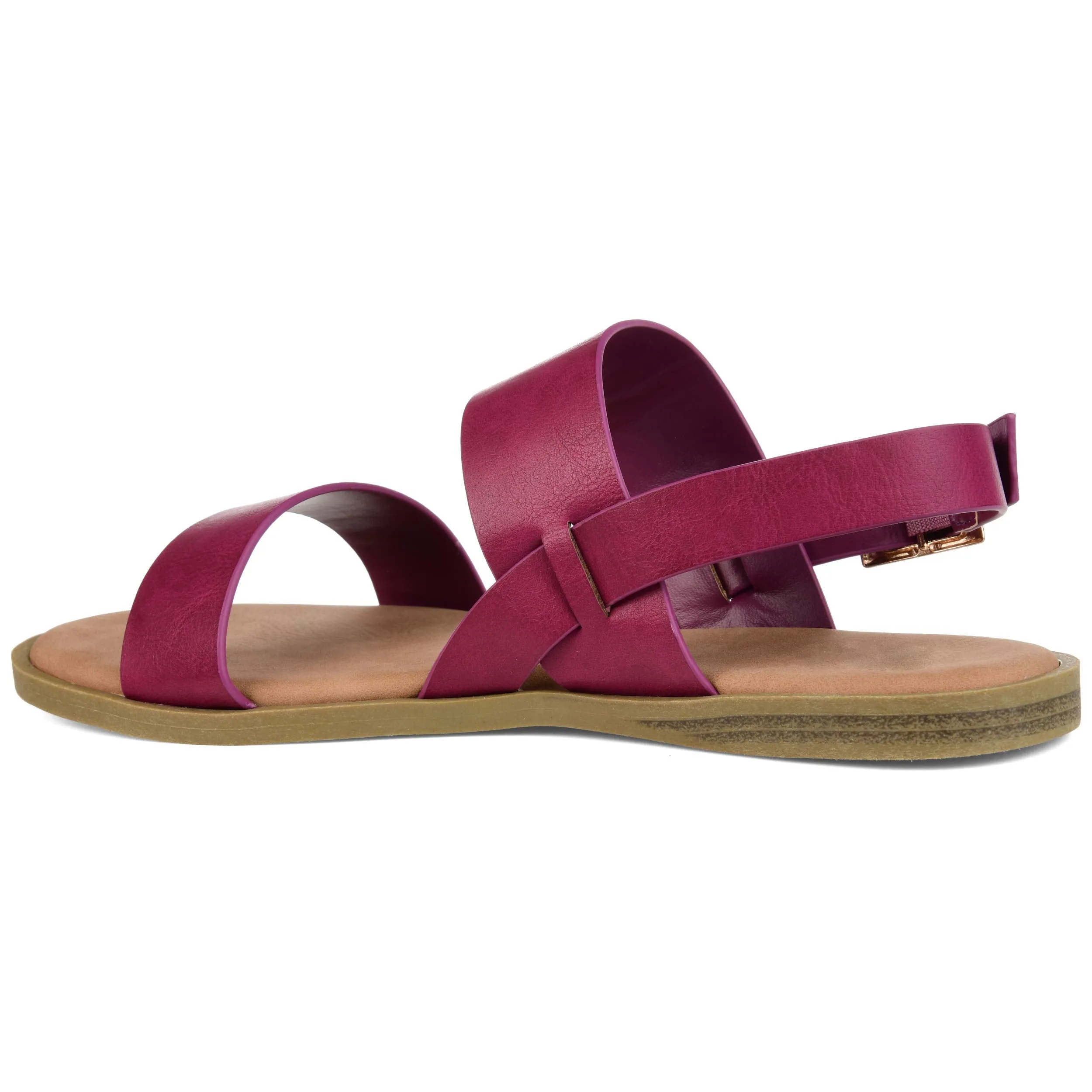 Brinley Co. Womens Dual Strap Open-Toe Sandal Raspberry, 7.5 Regular US