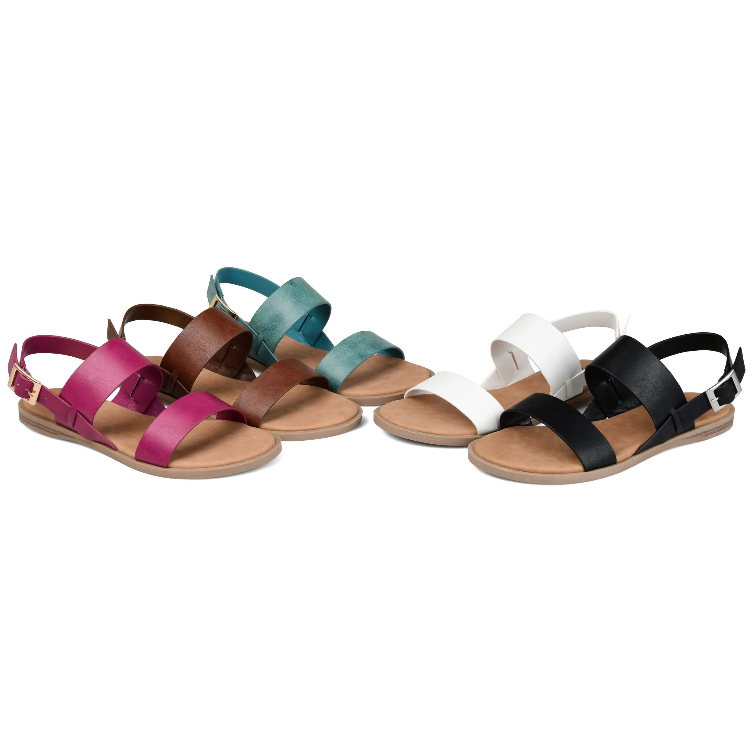 Brinley Co. Womens Dual Strap Open-Toe Sandal Raspberry, 7.5 Regular US