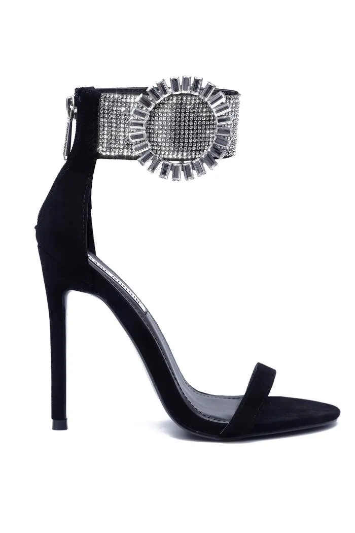 CAPE EDMOND STILETTO CUFF RHINESTONE Popular choice HEEL HIGH BLACK ANKLE Exclusive options SANDAL ROBBIN SUEDE