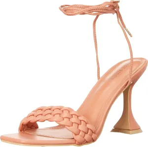 Cape Robbin Curve Black Tie Up Open Toe Pyramid Mid Heel Sandals Open Toe Pump