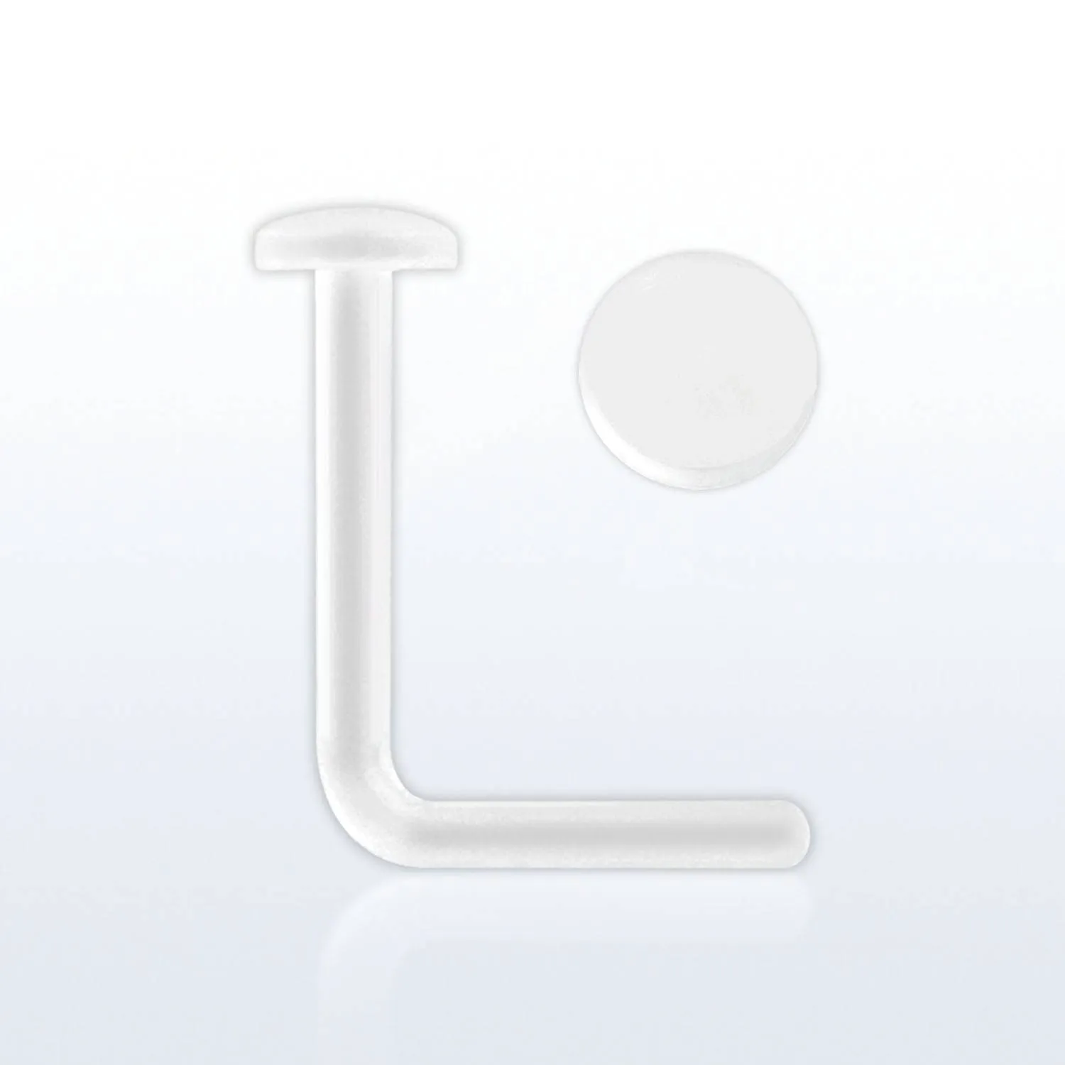 Clear Acrylic Flexible L Shape with 2mm Flat Disk Nose Stud Retainer
