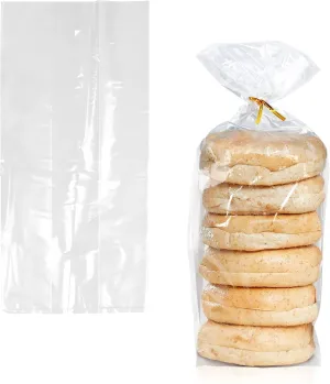 Clear Gusseted Poly Bags, 6 x 3 x 18 Inches. Pack of 100 Side Gusseted Plastic Bags with Open Top. Crystal Clear Baggies for Treats. Tear-Resistant 2 Mil Polyethylene Flat Bottom Bag