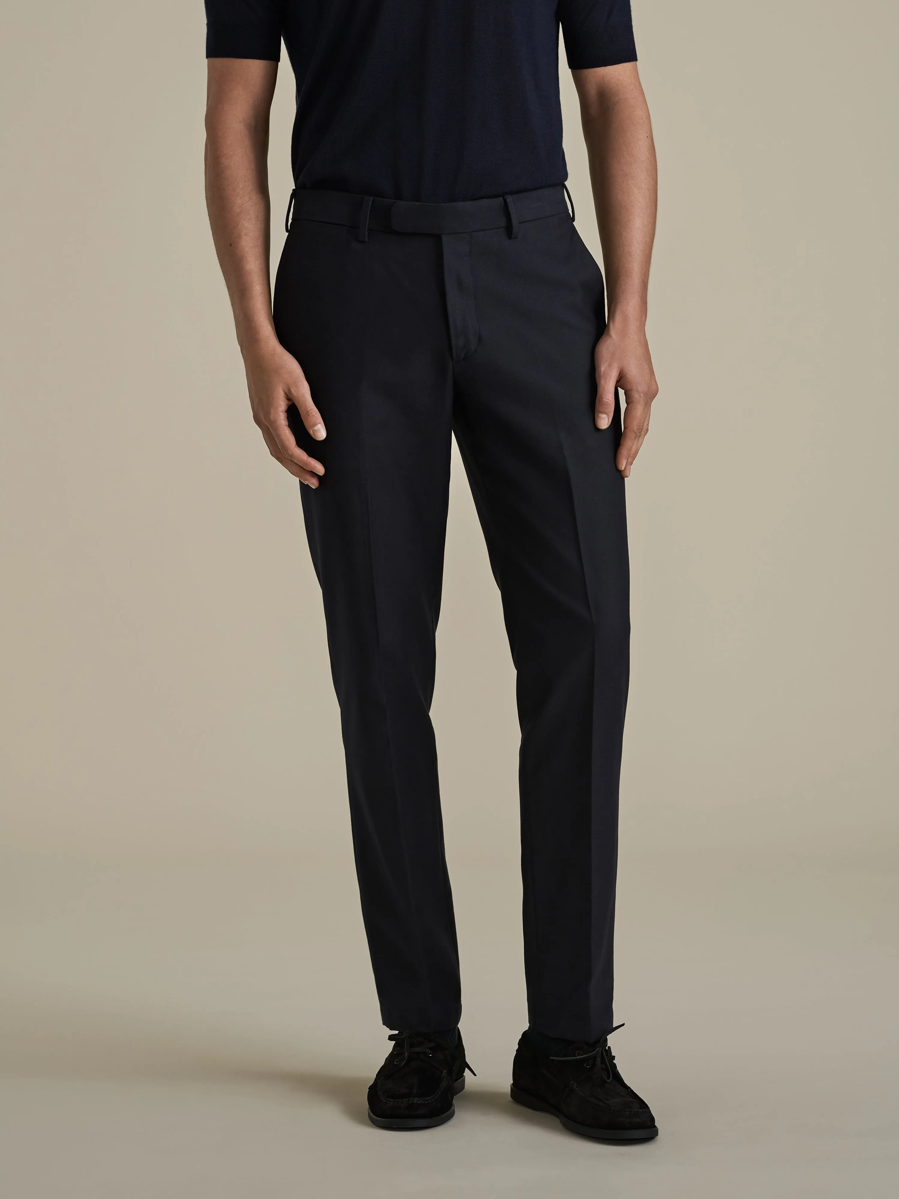 Cotton Easy Fit Flat Front Chinos