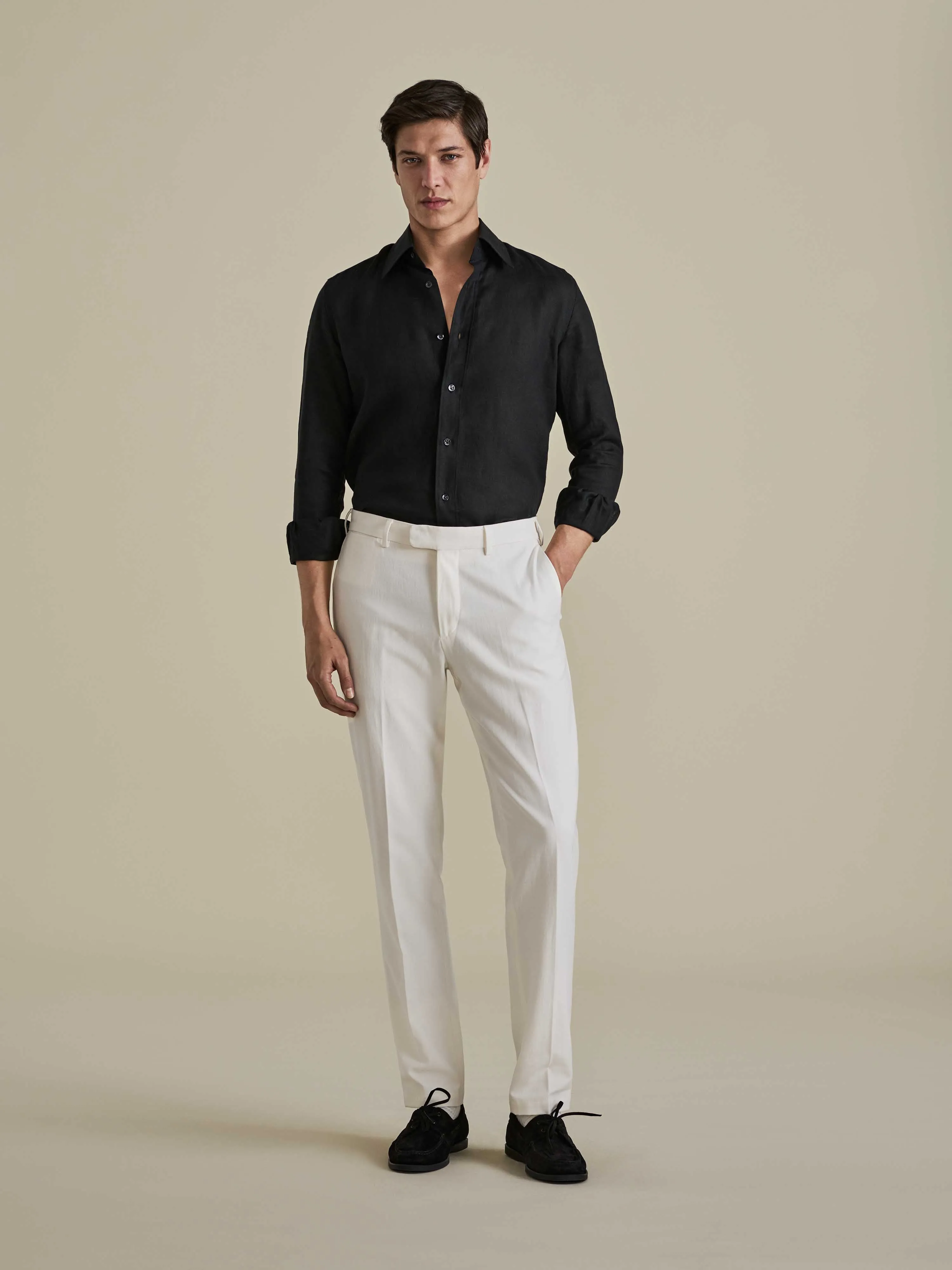 Cotton Easy Fit Flat Front Chinos