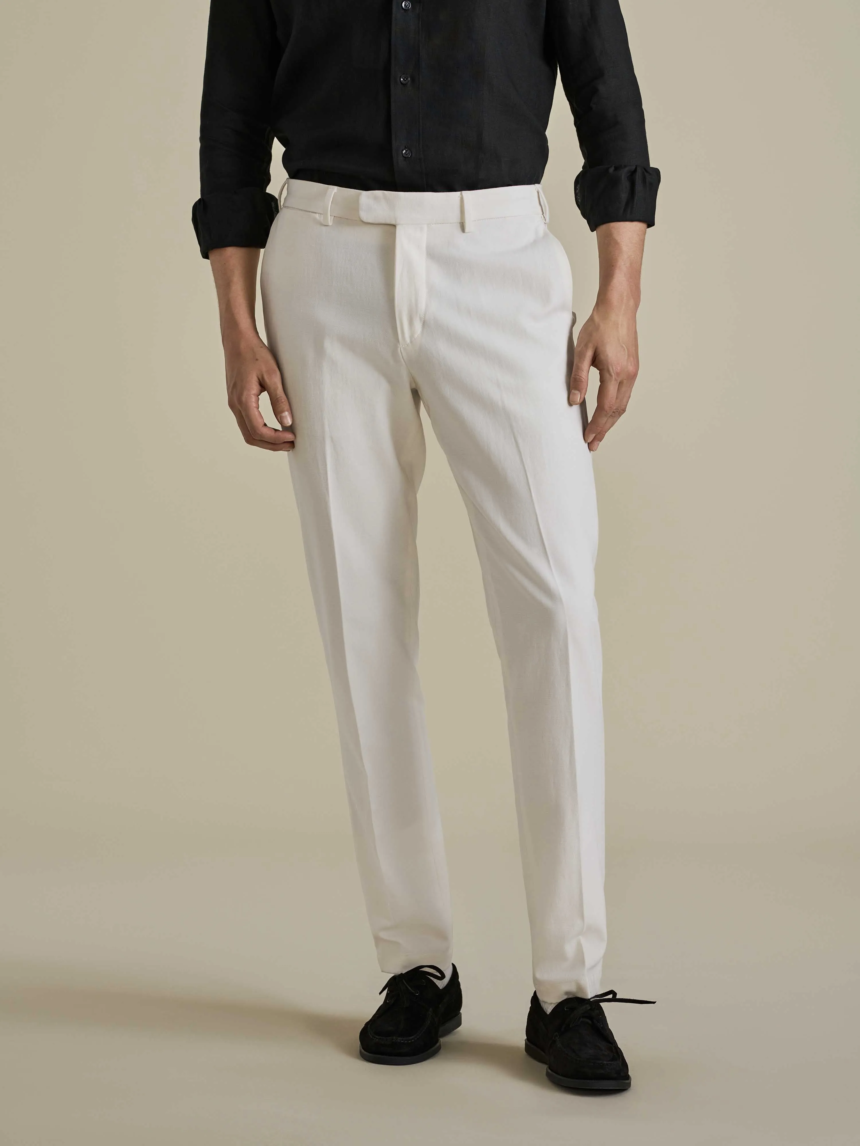 Cotton Easy Fit Flat Front Chinos