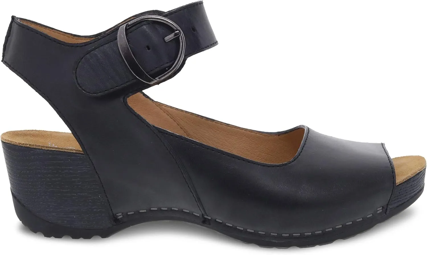 Dansko Tiana Slip-On Platform Sandal for Women – Cushioned, Contoured Footbed for All-Day Comfort and Support – Hook & Loop Strap with Buckle Detail – Lightweight Rubber Outsole