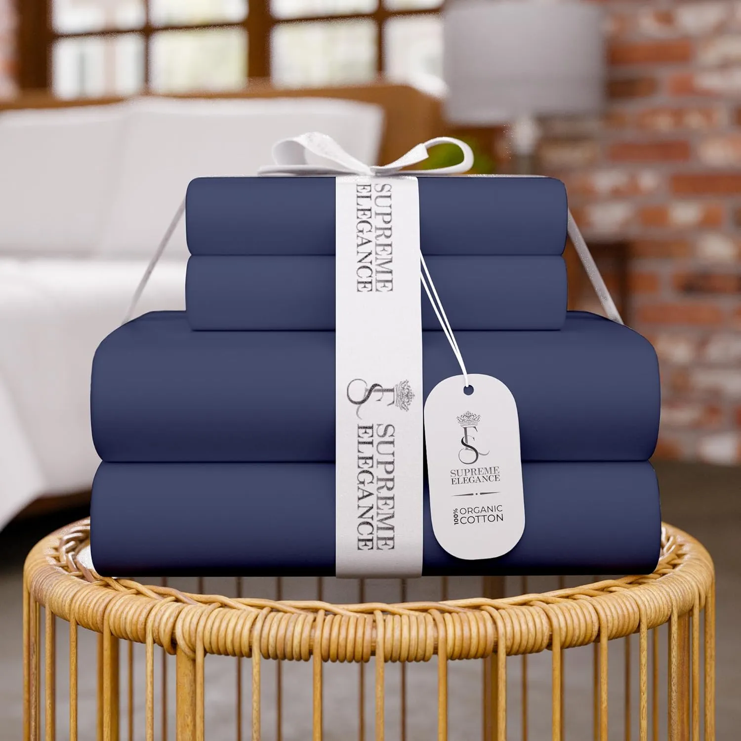 Dark Blue Sheet Set, Organic Cotton Deep Pockets Sheets for Queen Size Bed, Percale Sheets, Lightweight & Breathable, Easy Fit, Cool & Crisp
