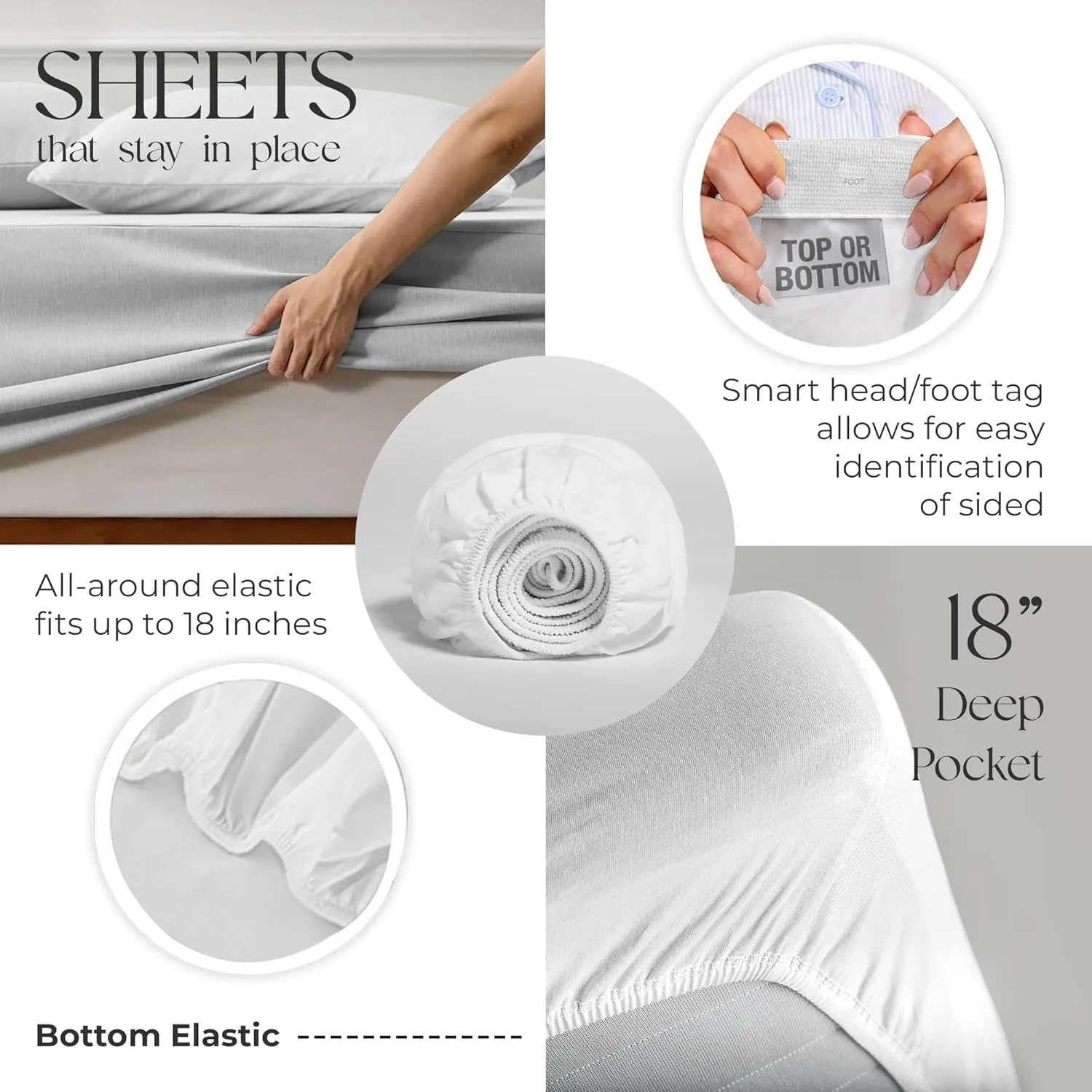 Dark Blue Sheet Set, Organic Cotton Deep Pockets Sheets for Queen Size Bed, Percale Sheets, Lightweight & Breathable, Easy Fit, Cool & Crisp