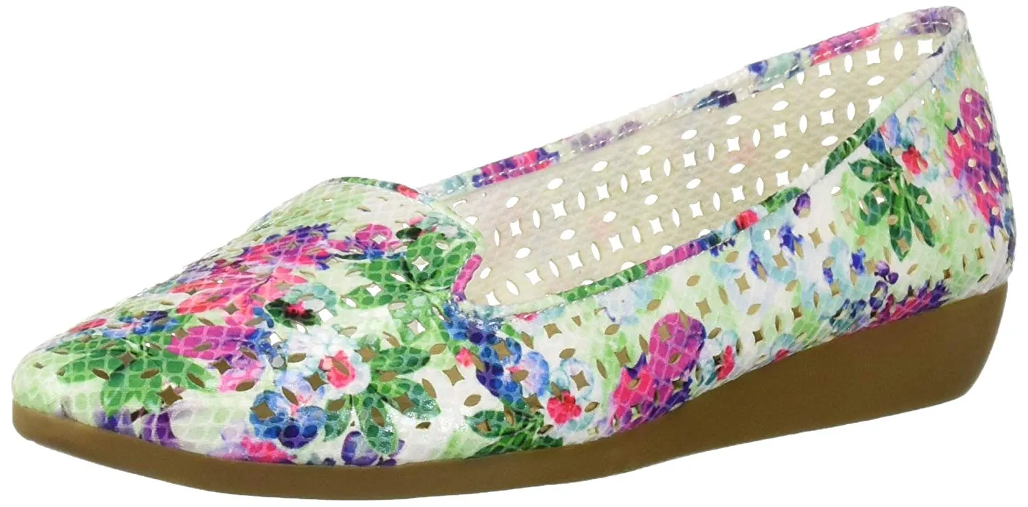 Diverse options Heel Aerosoles Flat Floral Spring deal Ballet Cutout On Slip White Wedge Parchment Sandals