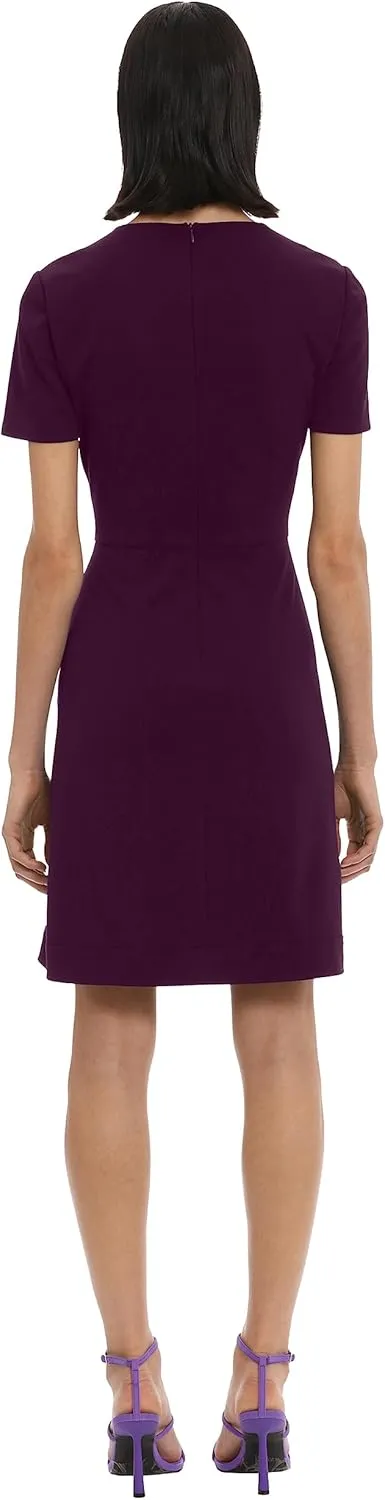 Donna Morgan Women's Jewel Neck Fit and Flare Desk to Dinner Dress Workwear Career Office Event Guest of