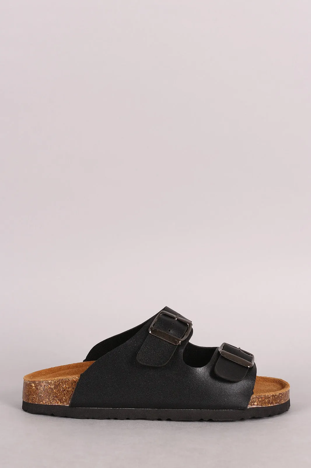 Double Buckle Open Toe Footbed Sandal