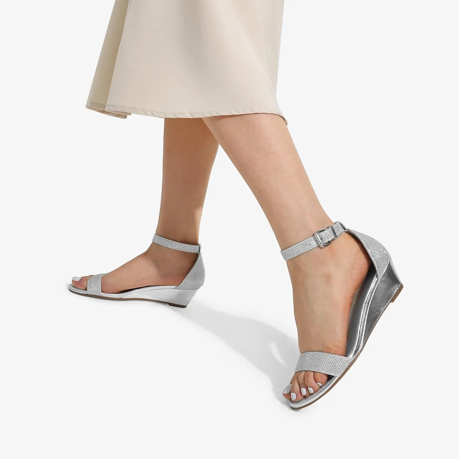 DREAM PAIRS Women's Ingrid Ankle Strap Low Wedge Sandal